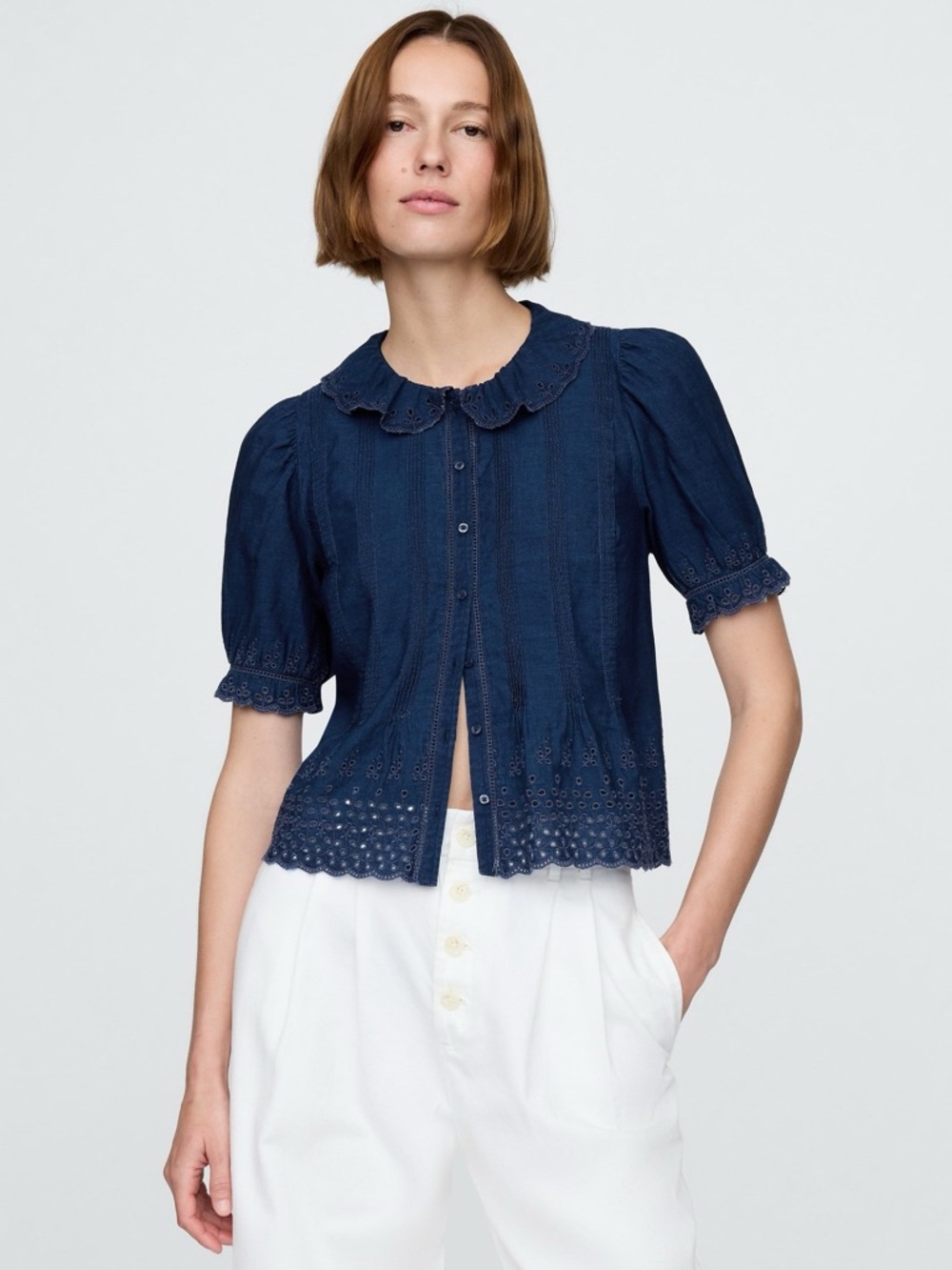 GAP x Doen Eyelet Denim Shirt Medium Indigo